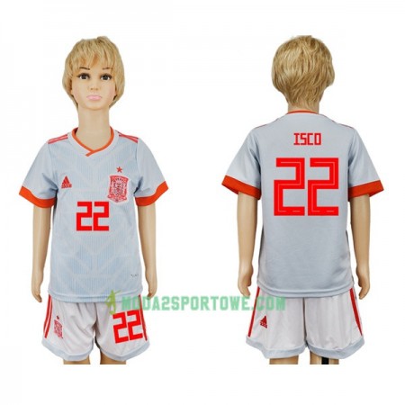 Koszulka Hiszpania Isco 22 Dziecięcy Mistrzostwa Świata 2018 Wyjazdowe Stroje Piłkarskie